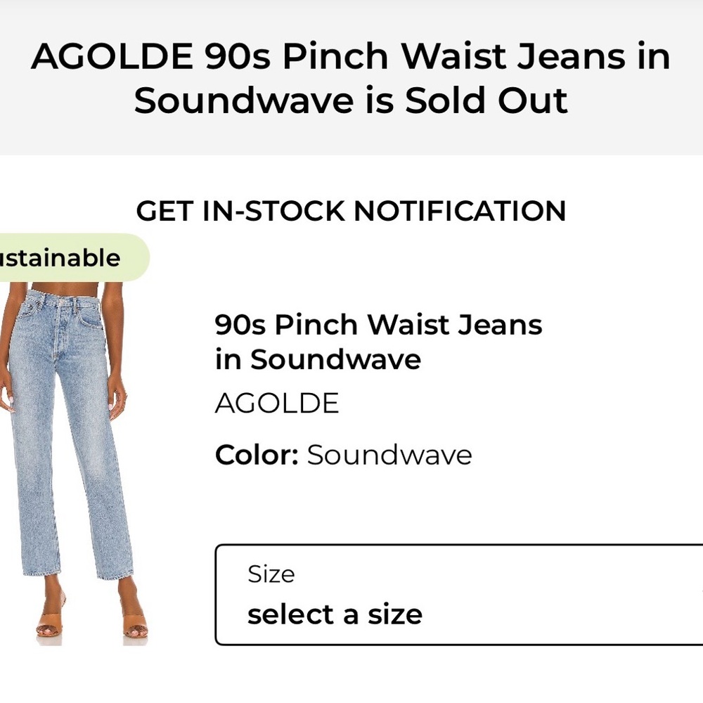 90s Pinch Waist Jeans Color: Soundwave - Picture 5 of 10